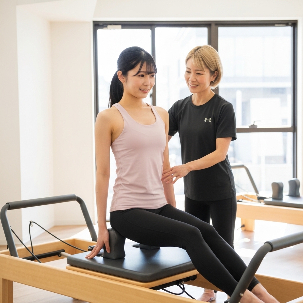 運動が苦手な人がマシンピラティスを始める様子